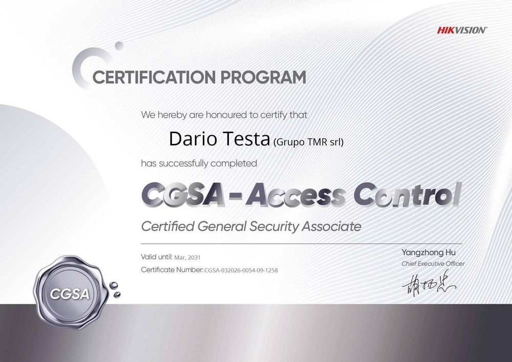 Certificado Hikvision CGSA · Access Control